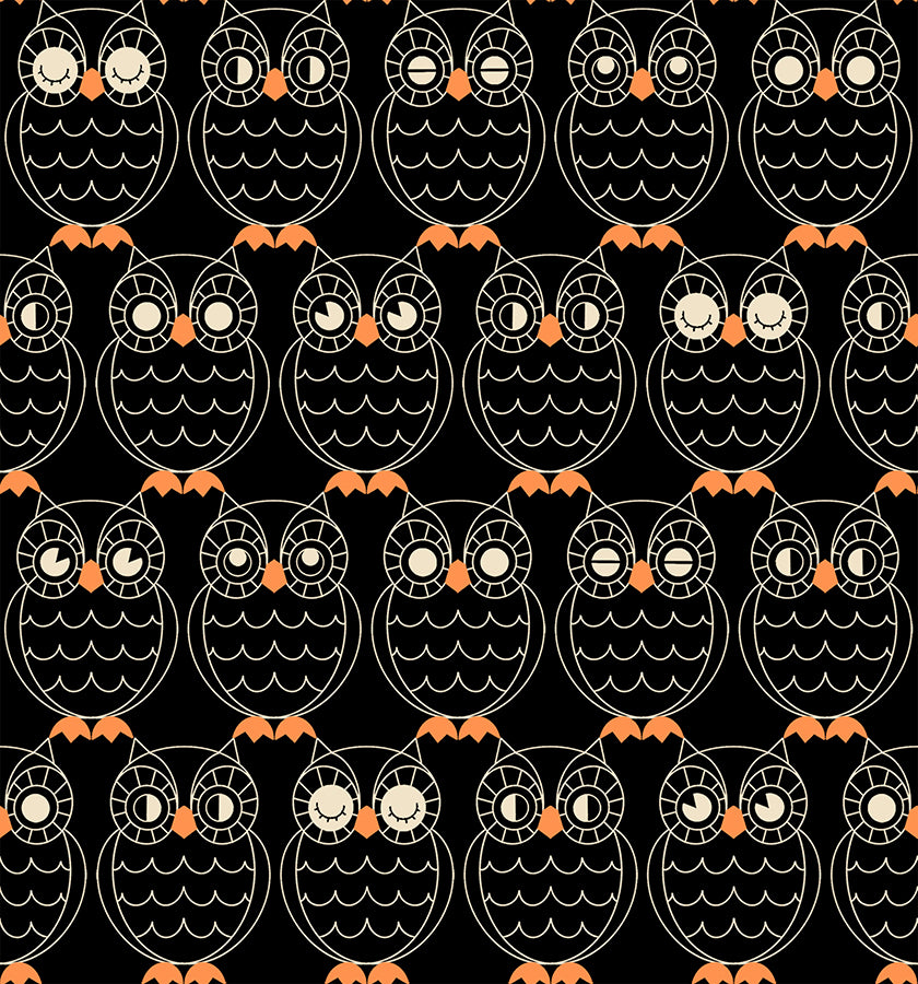 Good Spirits - Hoos There in Black | Quilting Cotton