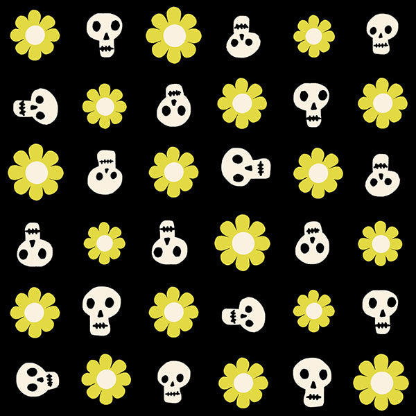 Good Spirits - Loves Me Not in Black | Quilting Cotton | Glow in the Dark
