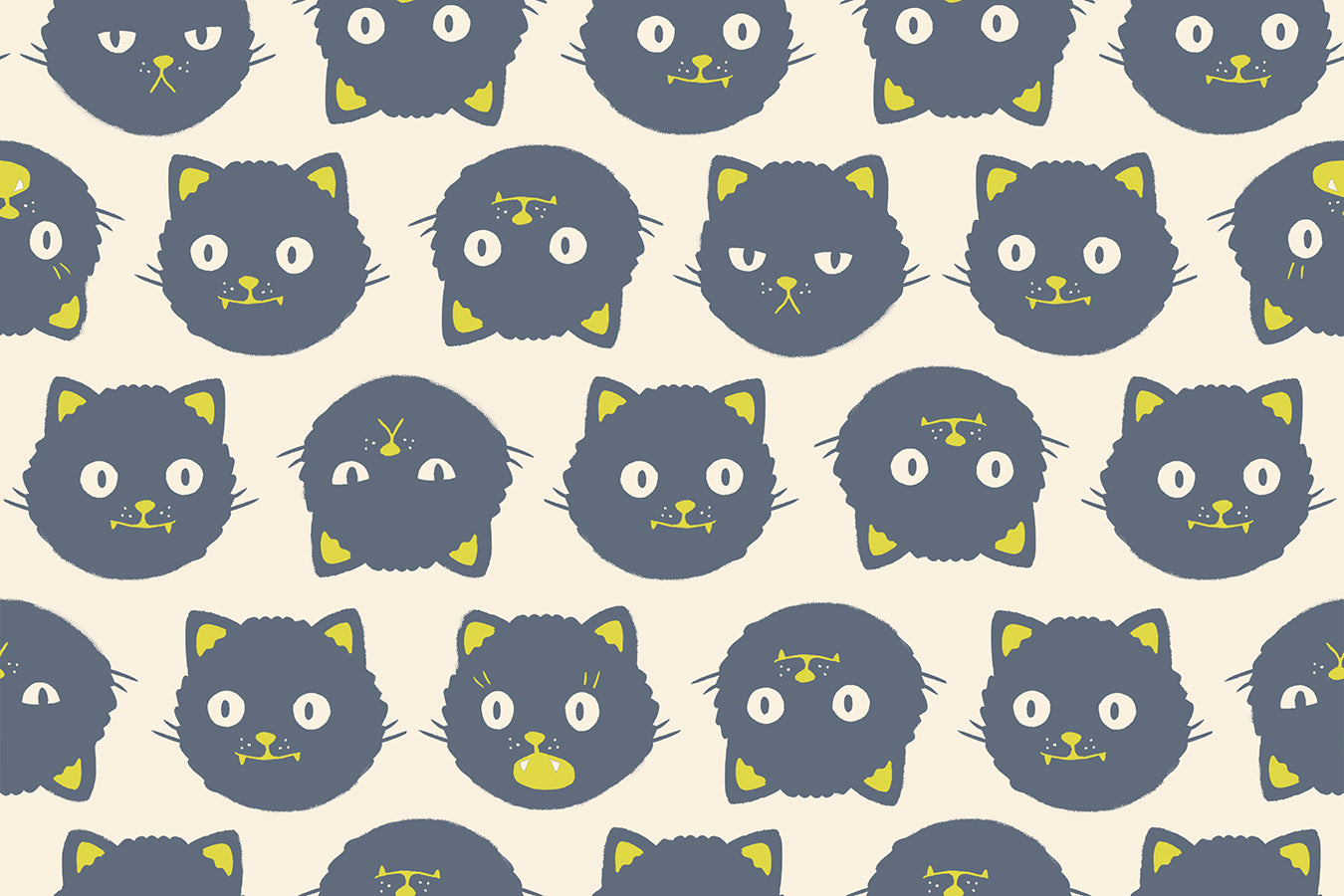 Good Spirits - Scaredy Cats in  Natural | Quilting Cotton | Glow in the Dark