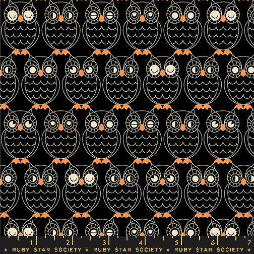 Good Spirits - Hoos There in Black | Quilting Cotton