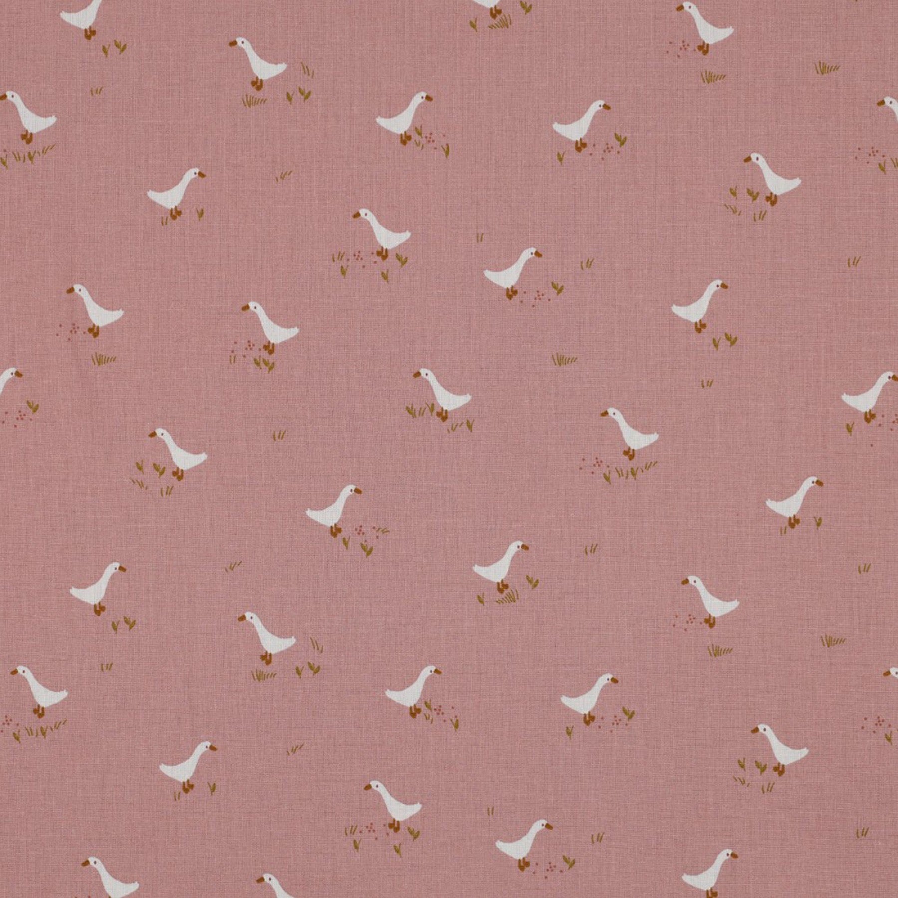 Goose and Flowers - Goose in Mauve | Poplin Cotton