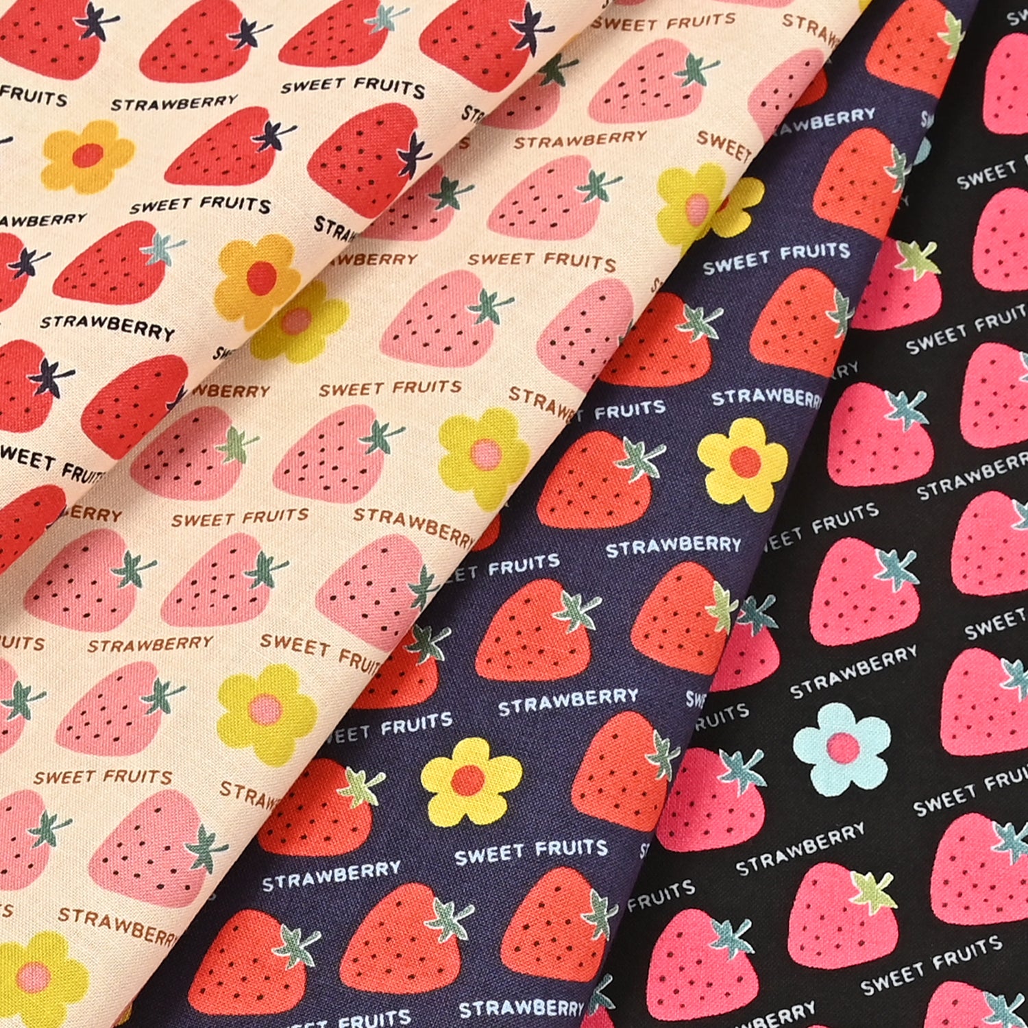 Utakata Retro - Strawberry Navy | Sheeting Cotton