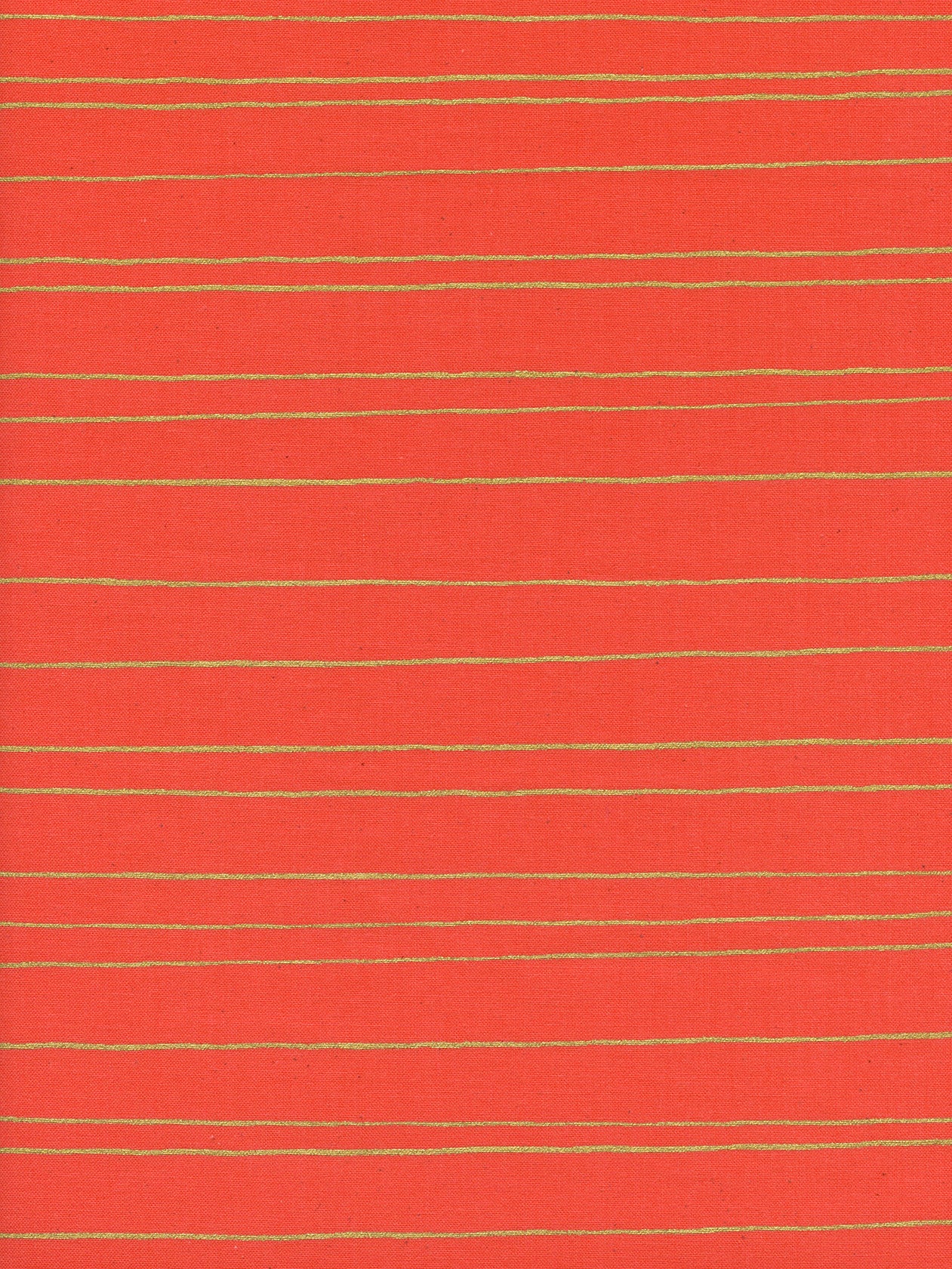 Noel - Gold Stripe in Red | Unbleached Cotton Mettalic