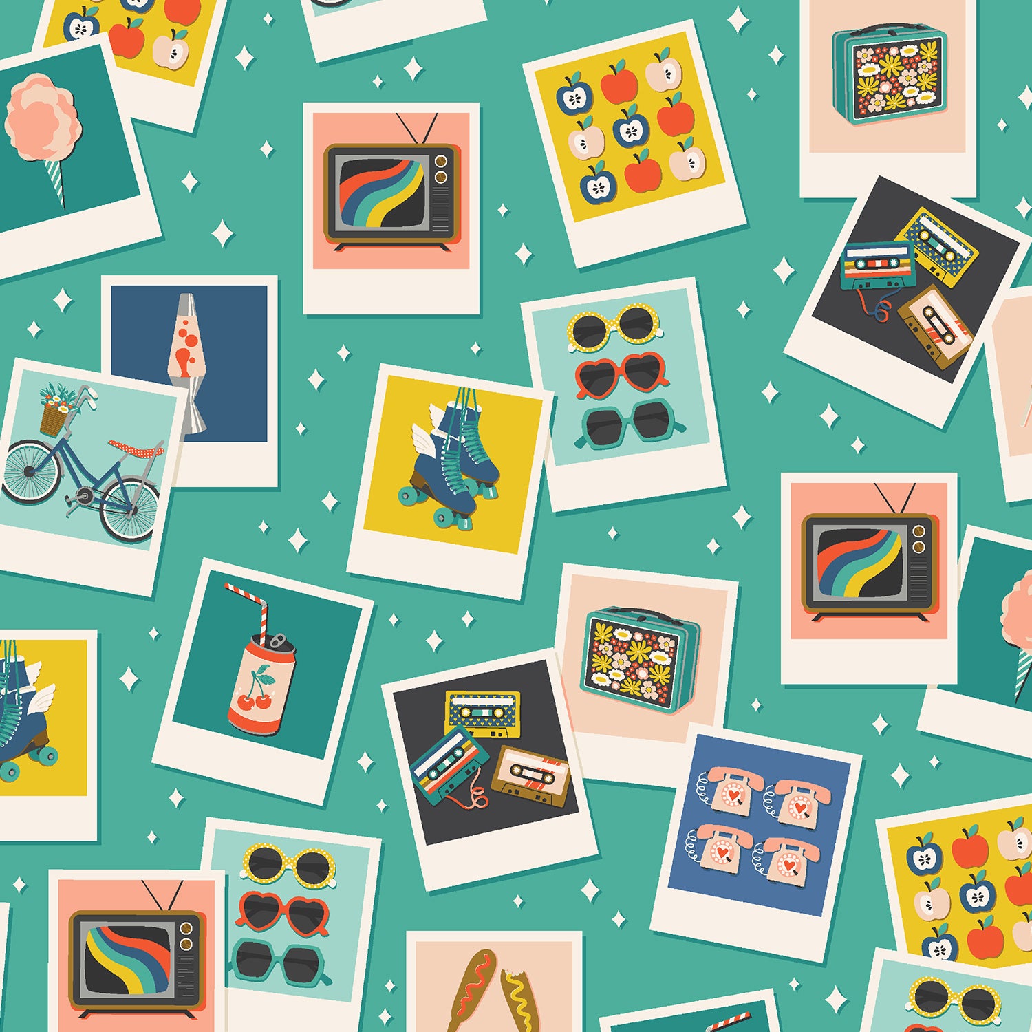 East Coast - Oh Snap in Retro Teal | Quilting Cotton