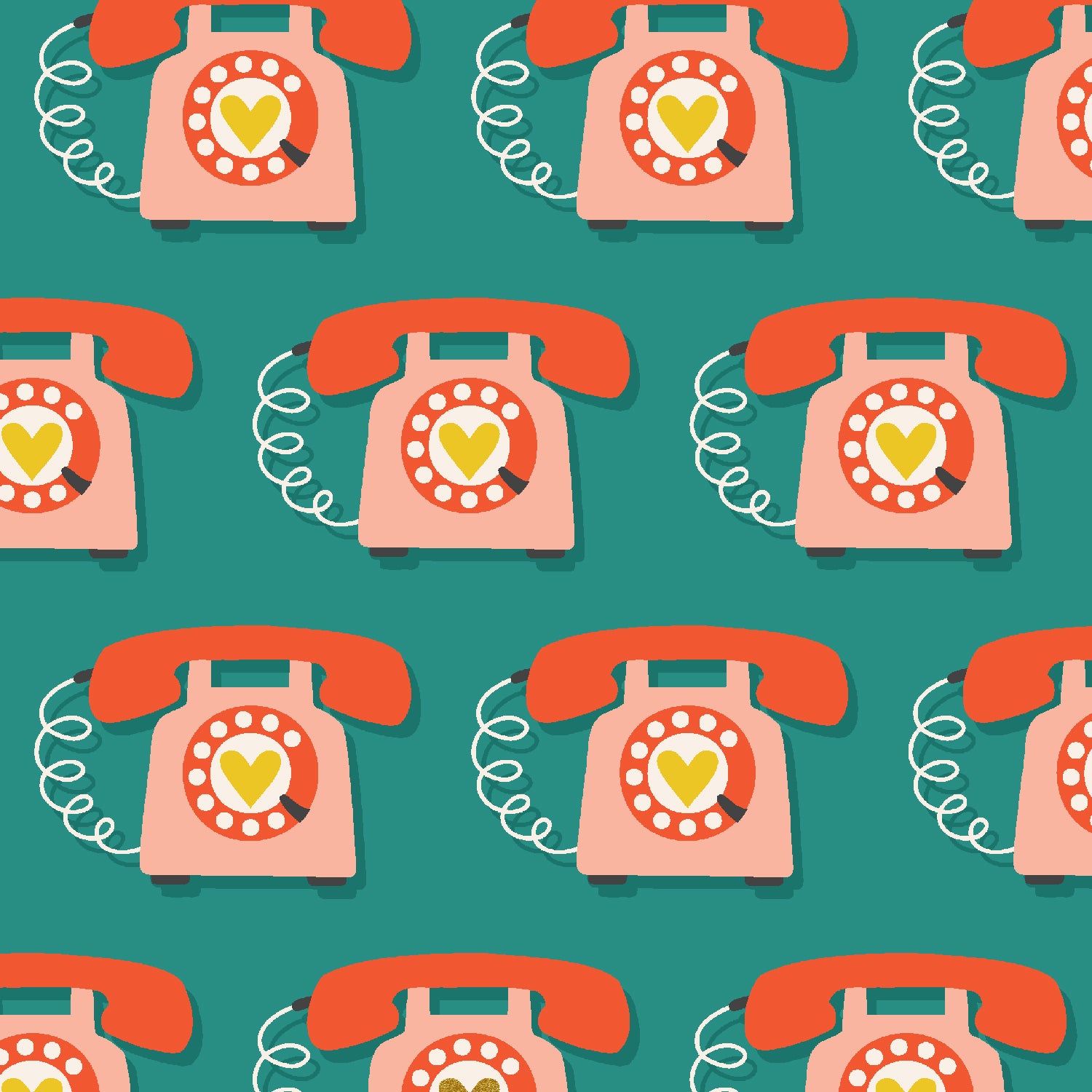 East Coast - Speed Dial in Teal Metallic | Quilting Cotton
