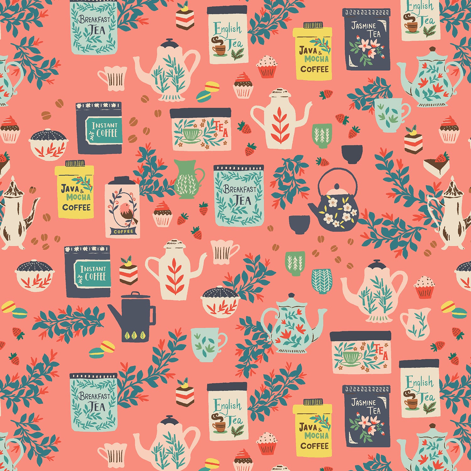 Sunday Afternoon - Coffee or Tea in Just Peachy | Quilting Cotton