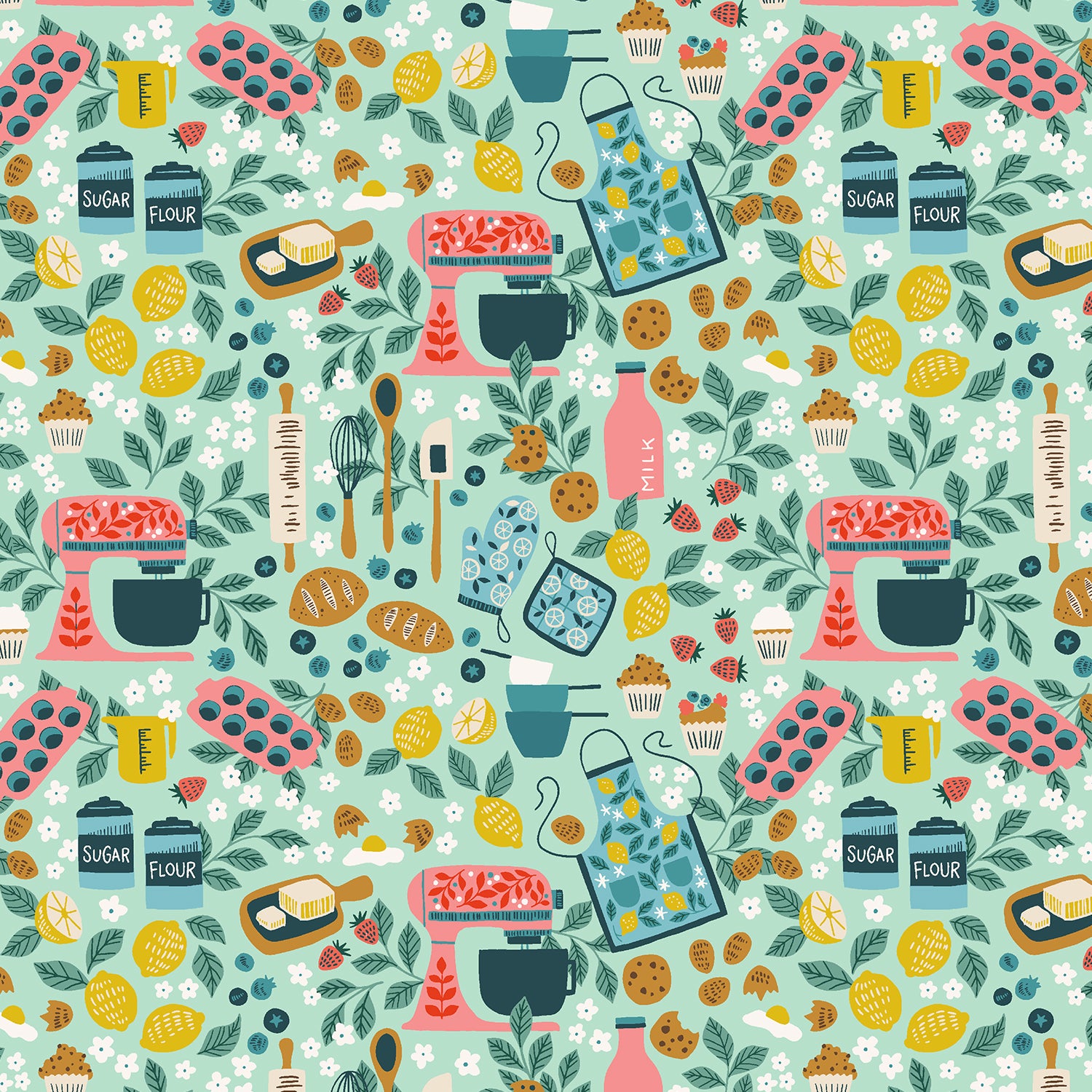 Sunday Afternoon - Baking Frenzy in Homey Blue | Quilting Cotton