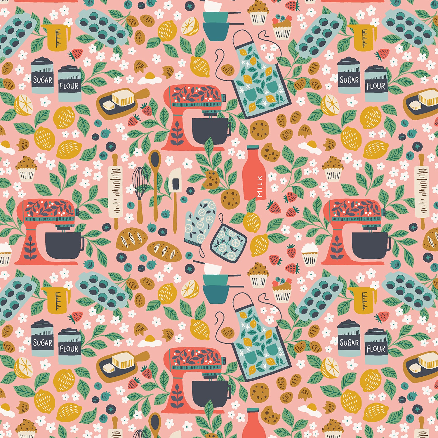 Sunday Afternoon - Baking Frenzy in Sugar Coral | Quilting Cotton