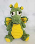 Dragon with Horn Plush Toy - 11 Inches - Green