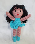 Doll Girl with Long Black Hair - 10 Inches