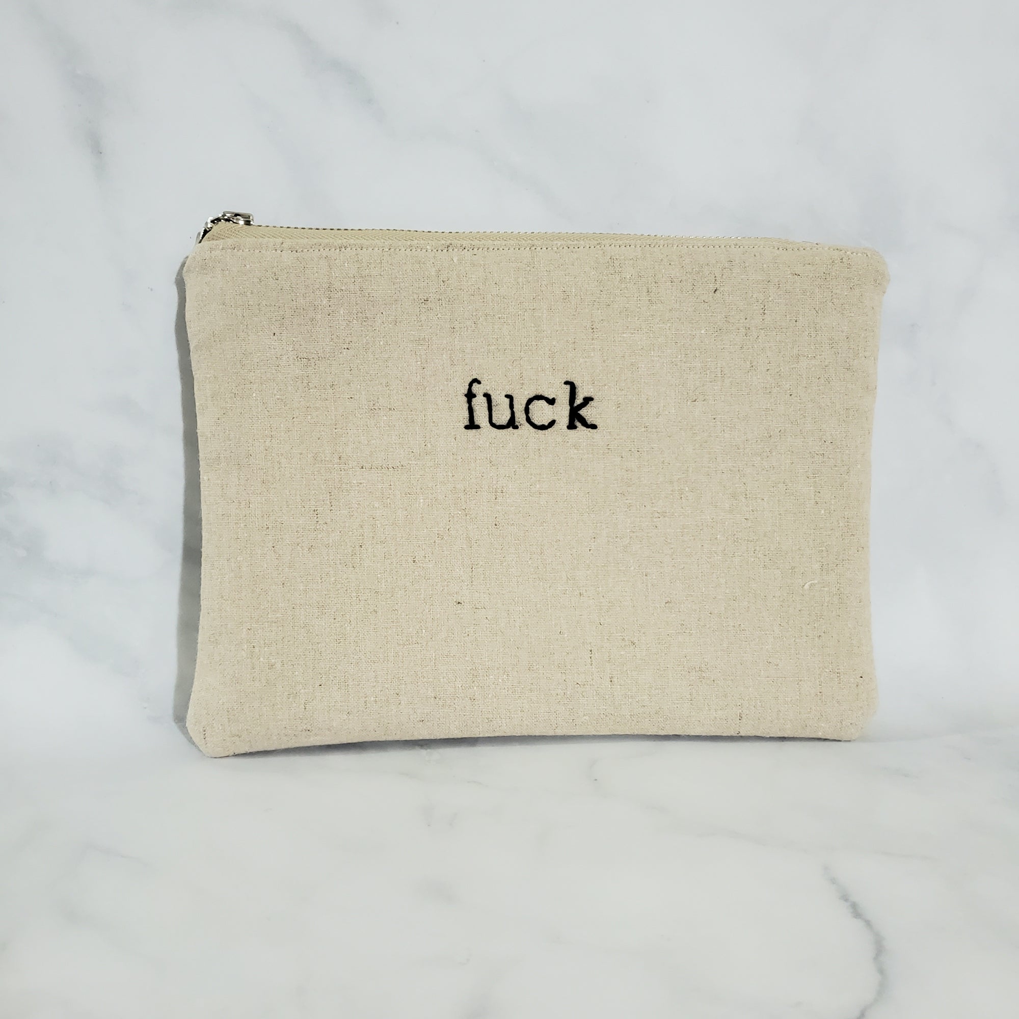 Hand Embroidered Zipper Pouch - F Word