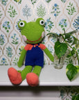 Crochet Plush Toy - Frog in Blue Overall