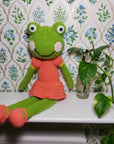 Crochet Plush Toy - Frog in Orange Dress