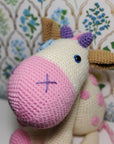 Crochet Plush Toy - White & Pink Milky Cow