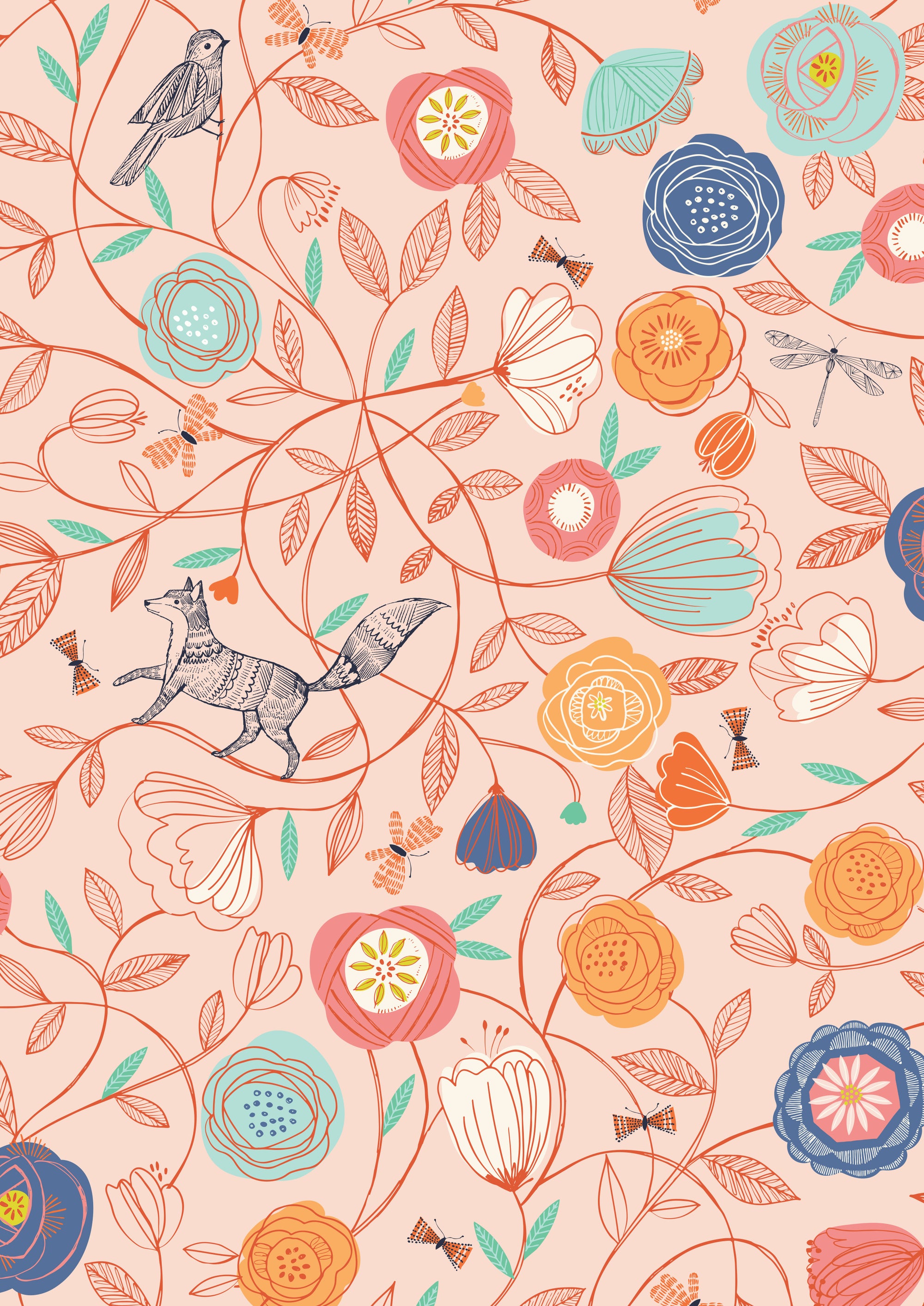 Boho Meadow - Boho Fox in Pink