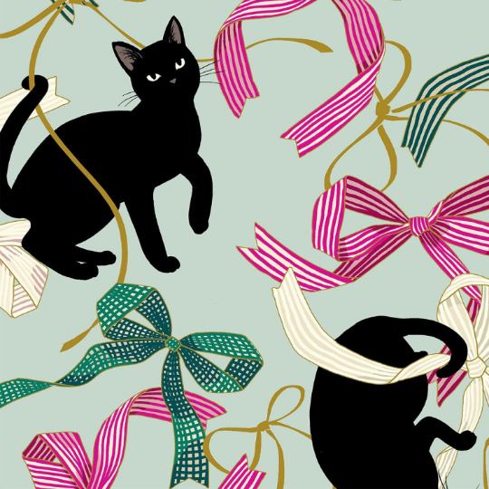 Neko IV - Hyakka Ryoran Cat with Bows in Blue