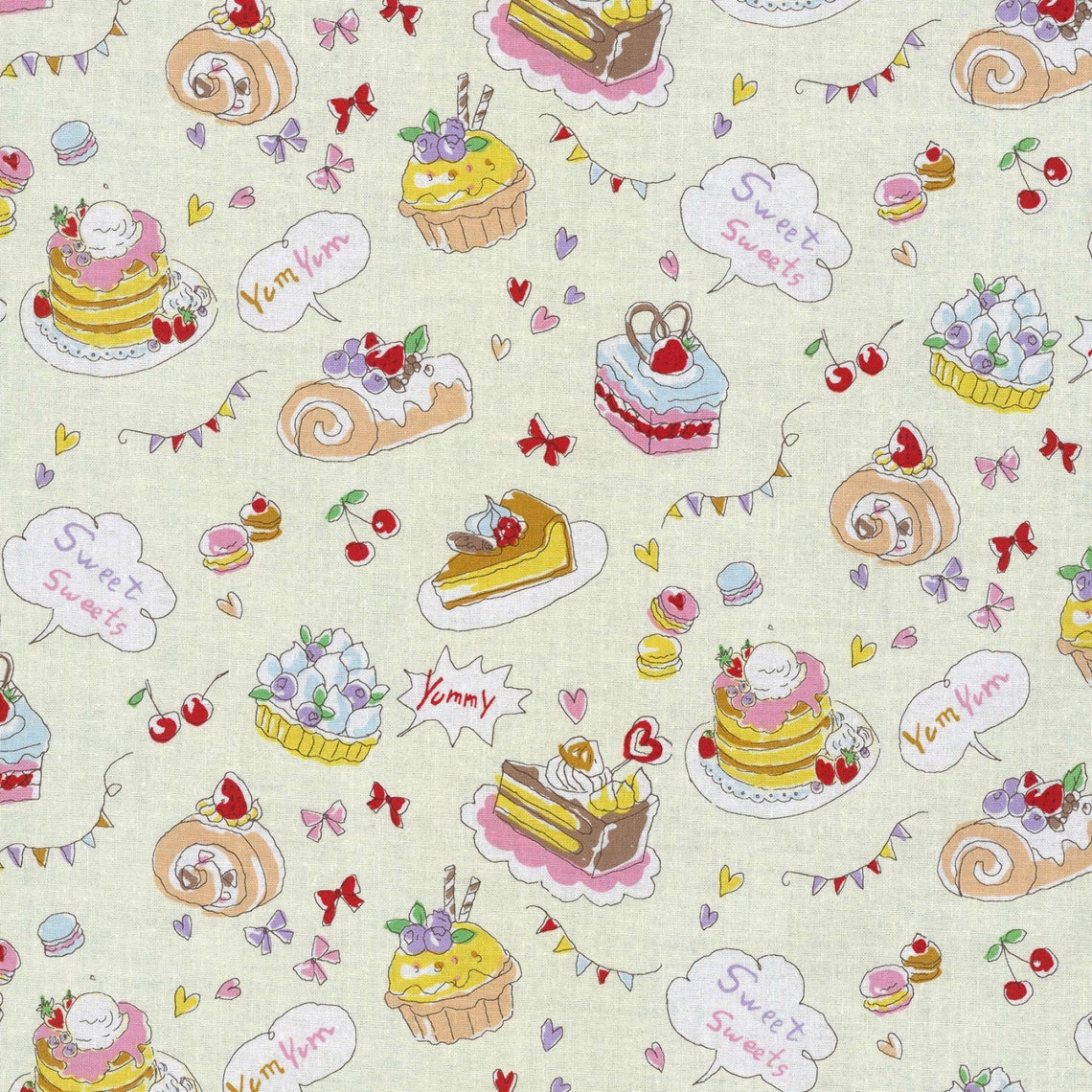 Yummy Fabric - Cakes in White | Sheeting Cotton