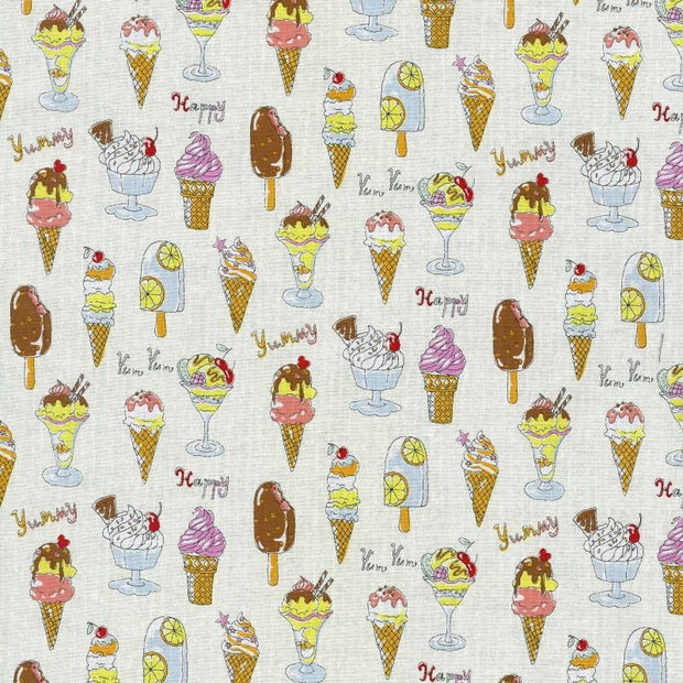 Yummy Fabric - Ice Cream in White | Sheeting Cotton