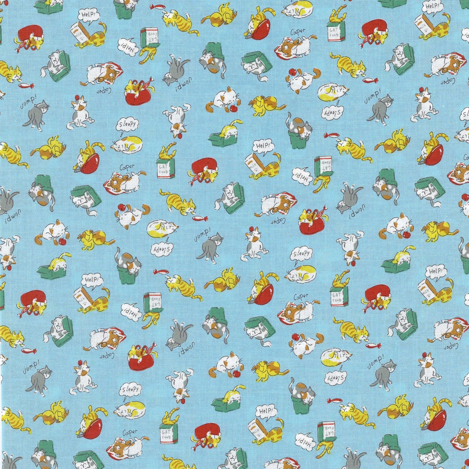 Chibi Petit Cat in Blue | Sheeting Cotton