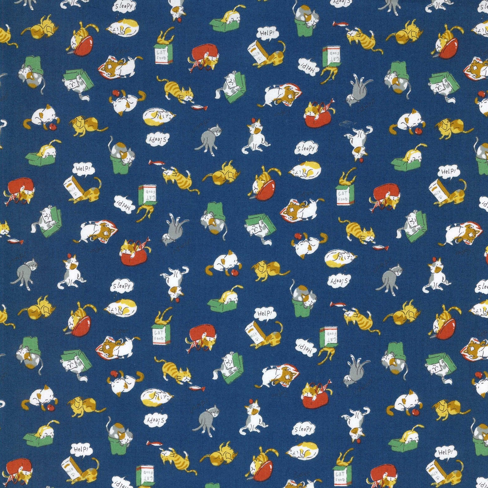 Chibi Petit Cat in Navy | Sheeting Cotton