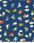 Chibi Petit Cat in Navy | Sheeting Cotton