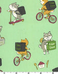 Gyugyu Animals Shiba Inu Green | Oxford Cotton