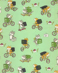 Gyugyu Animals Shiba Inu Green | Oxford Cotton
