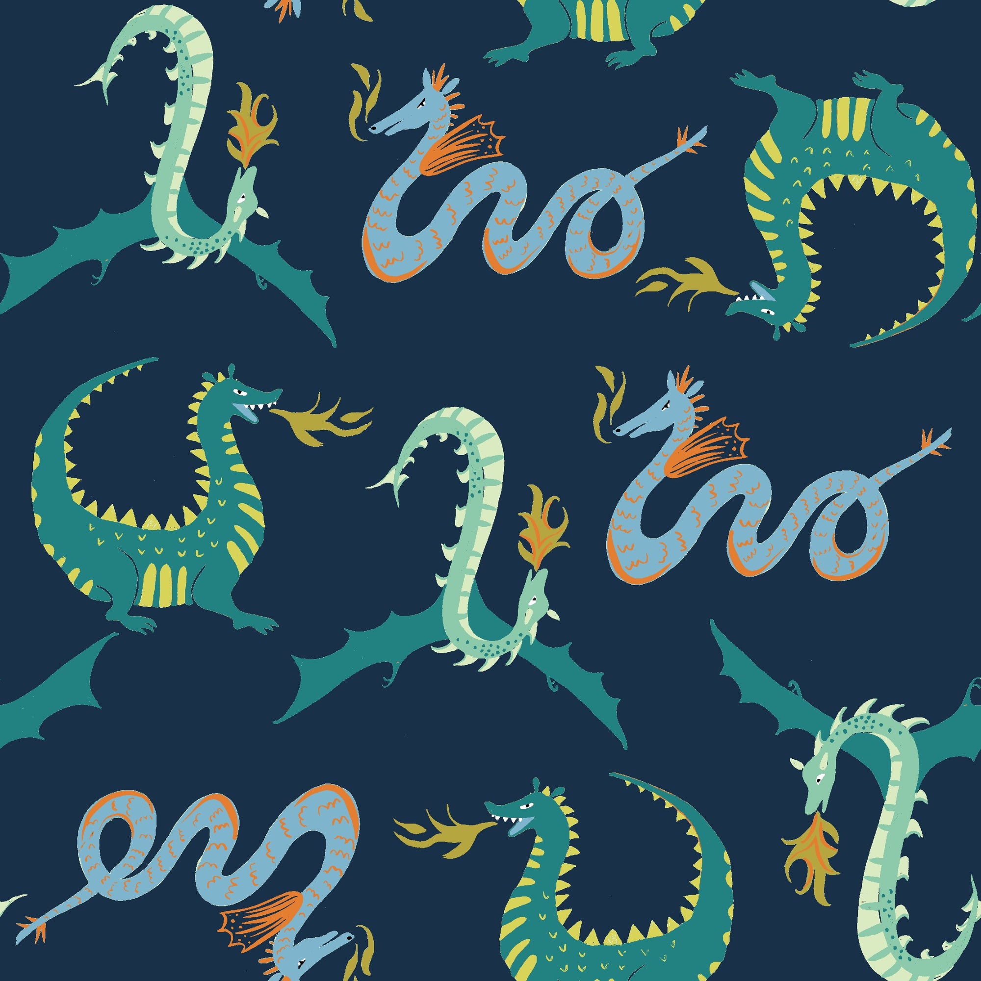 Magic Creatures - There be Dragons | Organic Poplin