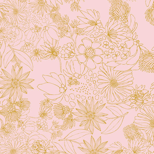 Art Gallery Fabric, Leah Duncan, Pink Floral Fabric, Sahuaro Picks Pale, Morning Walk, Peach Floral Fabric, Fabric by the Yard