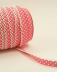 Crochet Bias Tape, Pink Polka Dot Bias Tape, Crochet Edge Bias Tape, ROSE PINK,  Binding by the Yard, Pink Double Fold Bias Tape, Zakka