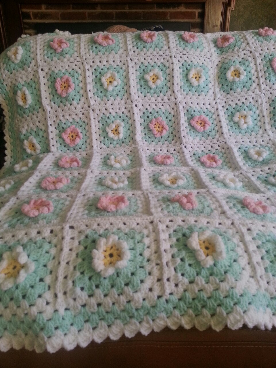 Floral Square Crochet Blanket - Main Image