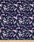 Unicorn Fabric, Michael Miller Fabric, Magic Folk, Metallic Fabric, Magic Sarah Jane 100% cotton woven with metallic, Unicorn Navy Fabric