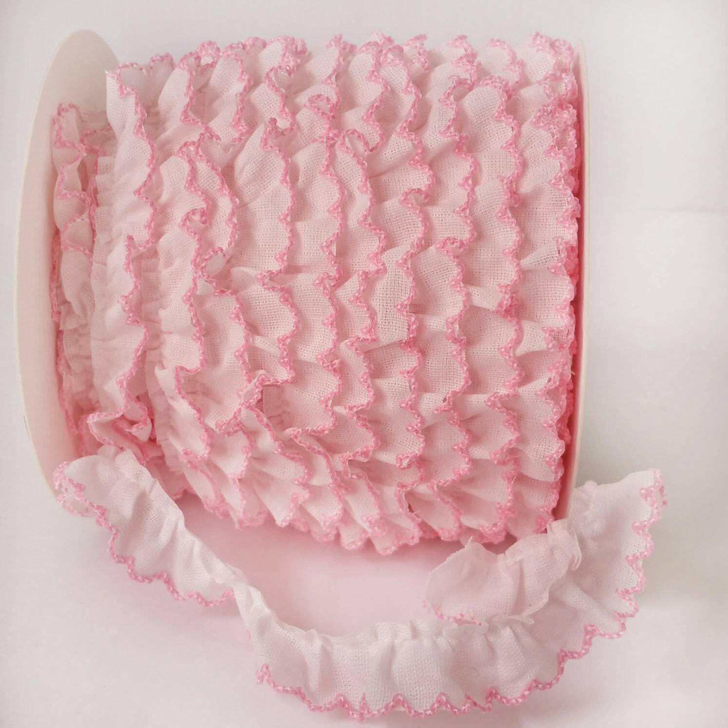 Pink Crochet Edge Ruffle Trim 