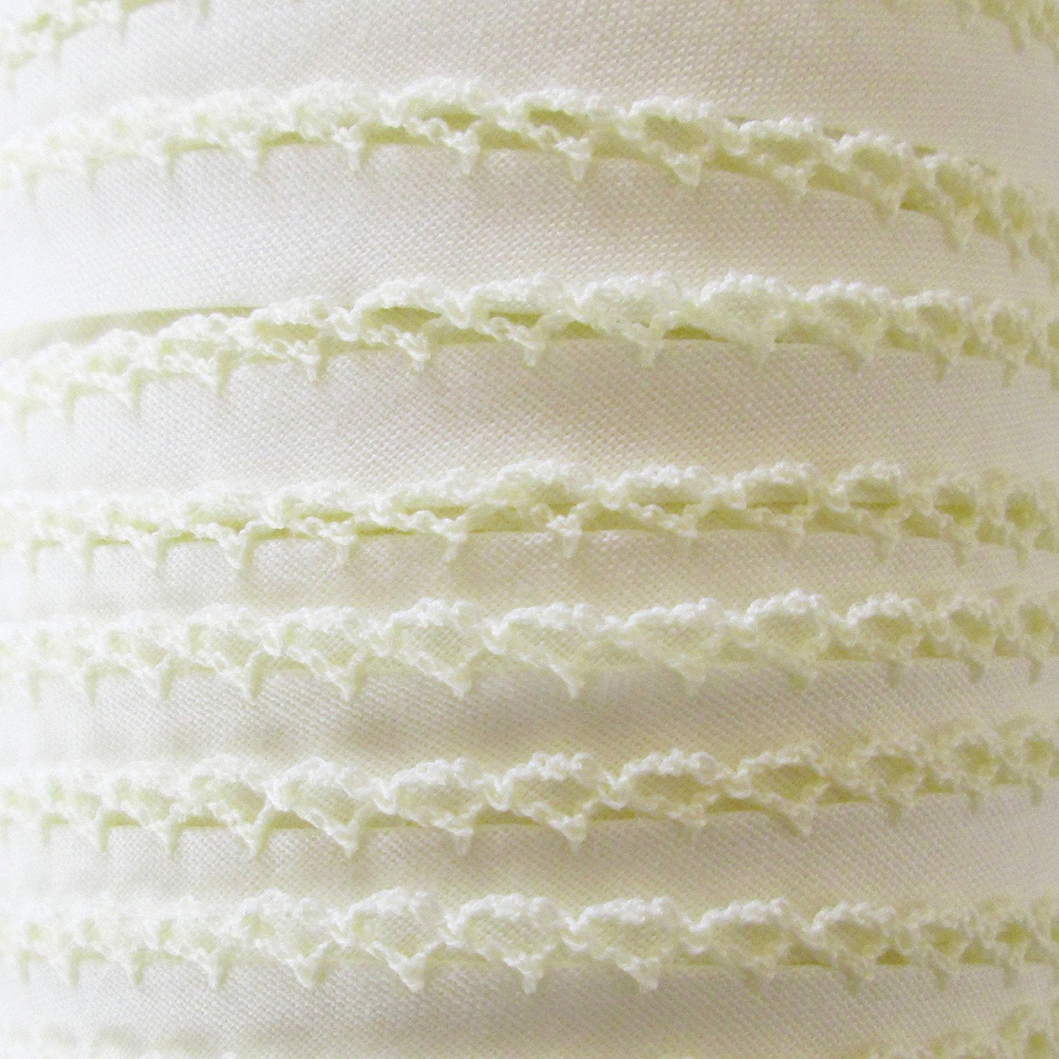 Yellow Crochet Bias Tape, Double Fold Bias Tape, Crochet Edge Bias Tape, Quilt Binding, Pale Yellow Lace, LEMON CREAM Picot Egde Bias Tape