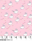 Narwhal Fabric, Michael Miller Fabric, Find the Narwhals in Blossom Pink, Best of Sarah Jane, Out to the Sea Fabric, Fabric by the Yard
