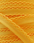 Yellow Crochet Bias Tape, Double Fold Bias Tape, Crochet Edge Bias Tape, Quilt Binding, Lace Bias Tape, BUMBLE BEE YELLOW Picot Bias Tape
