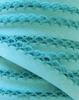 Crochet Edge Bias Tape, Blue Bias Tape, Picot Bias Tape, Double Fold Bias Tape, Quilt Binding, TURQUOISE Bias Tape, By the Yard, Lace Trim