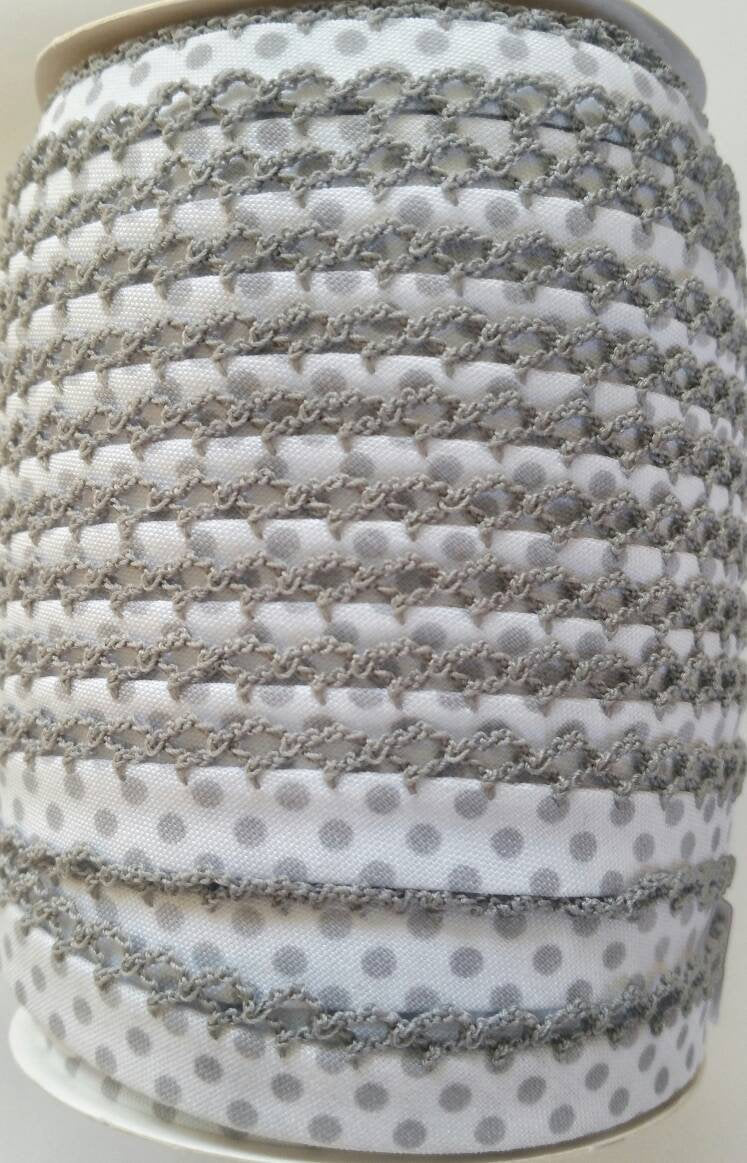 Gray Polka Dot Bias Tape