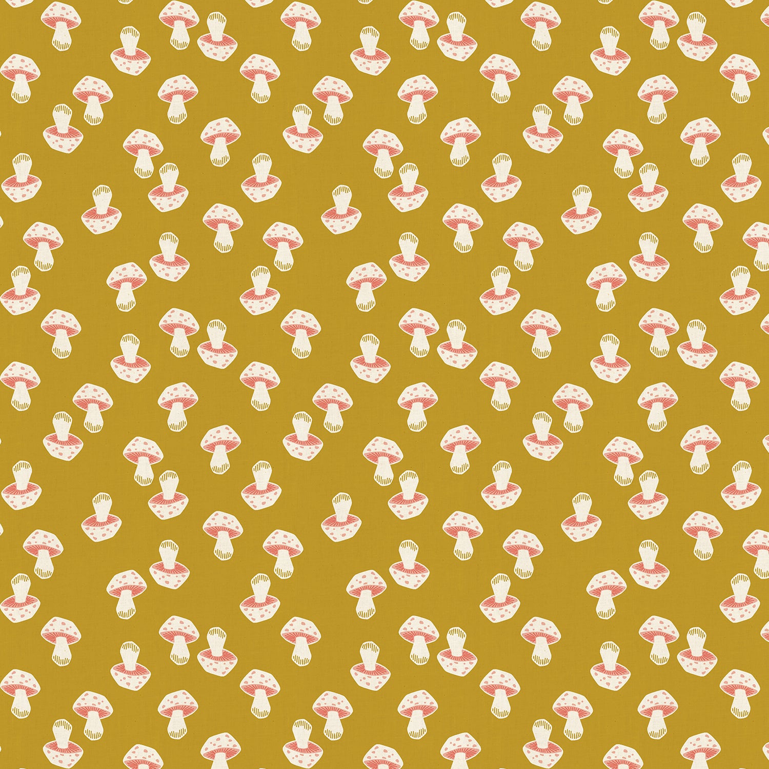 In the Woods - Mushroom in Citrine | Unbleached Cotton