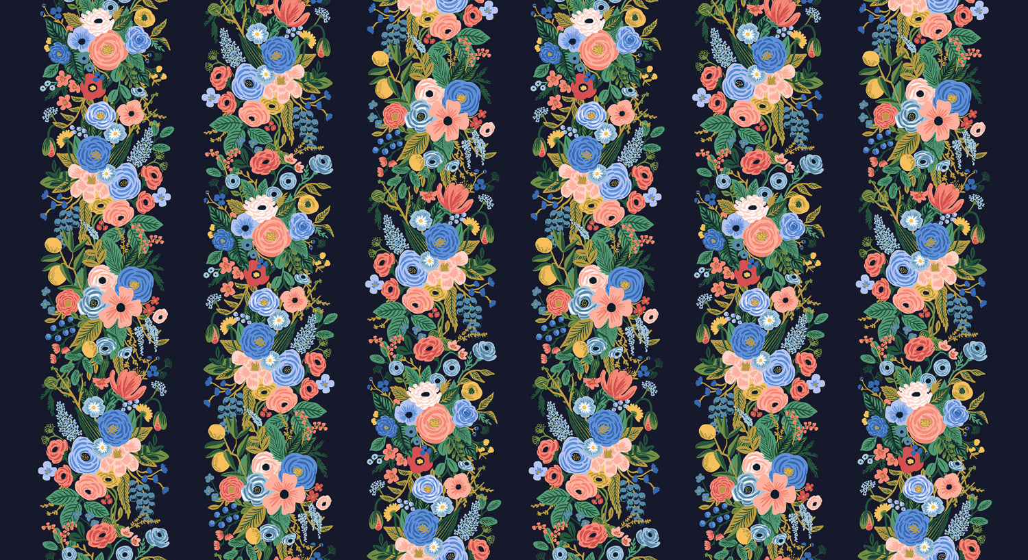 Wildwood - Garden Party Vines in Blue | Rayon
