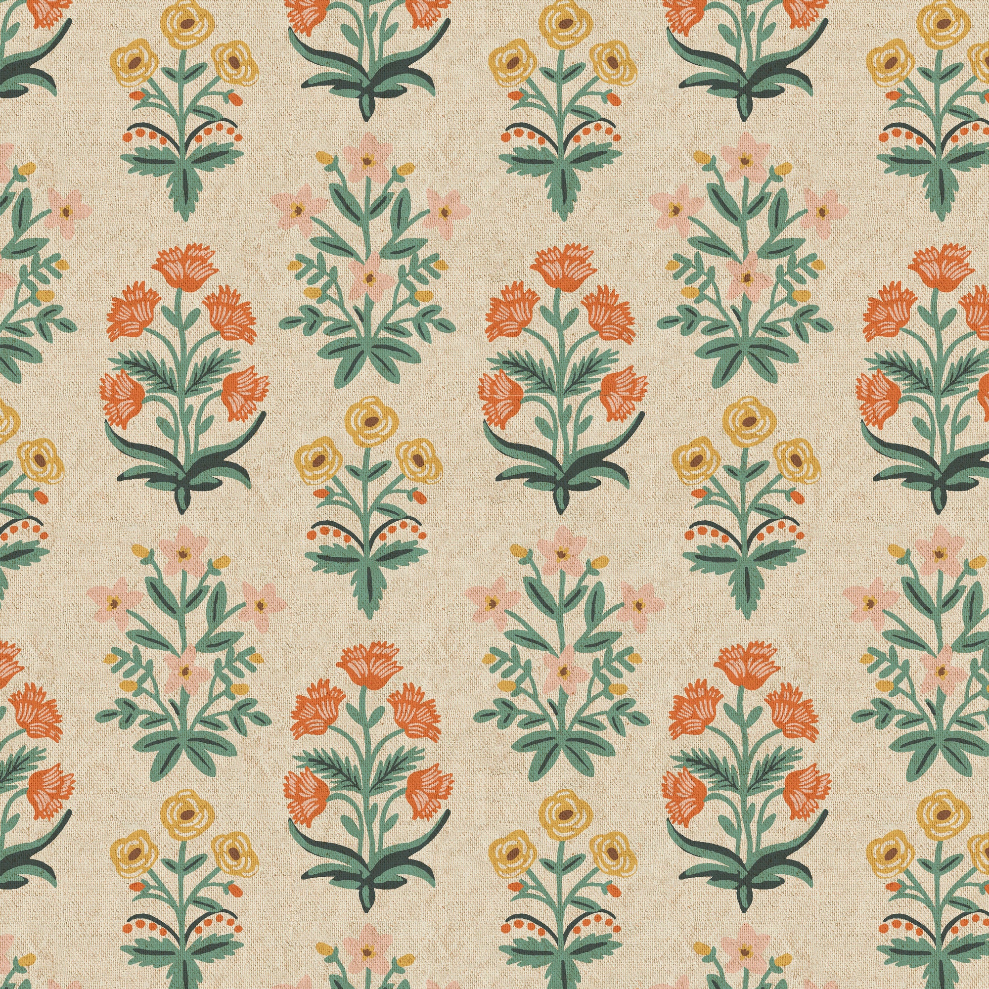 Camont - Mughal Rose in Red | Unbleached Canvas
