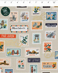 Bon Voyage - Postage Stamps in Natural with Metallic | Unbleached Canvas