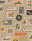 Bon Voyage - Postage Stamps in Natural with Metallic | Unbleached Canvas