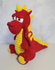 Dragon with Horn Plush Toy - 11 Inches - Red