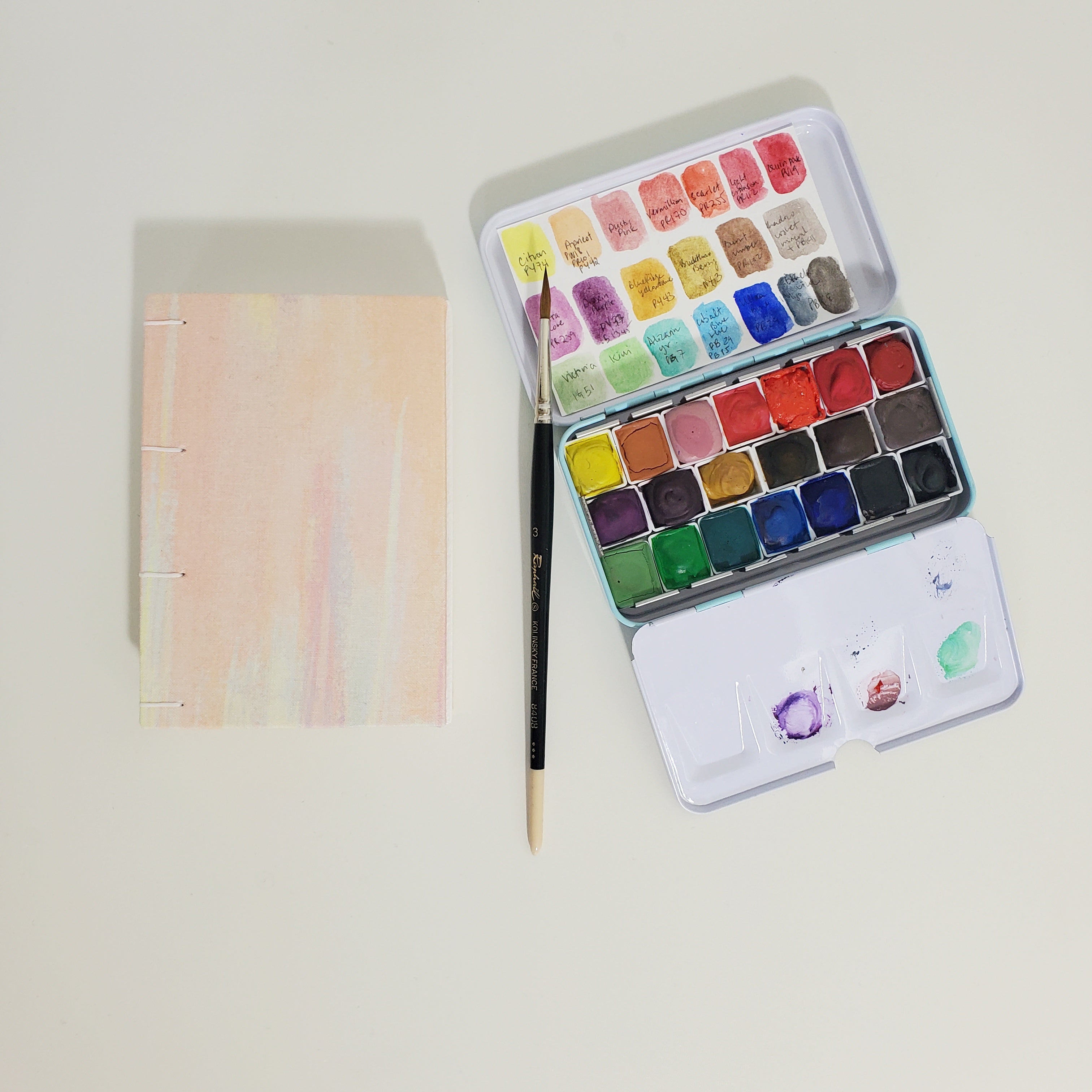Handmade Mini Watercolor Sketchbook | 100% Cotton Paper | Pastel Painting