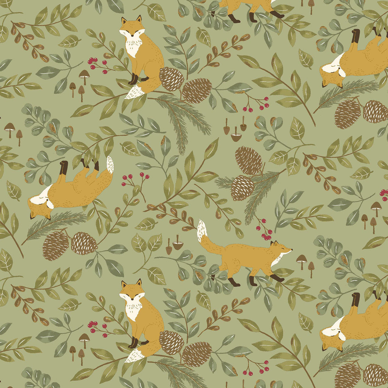 Nordic Aminal - Fox in Green | Oxford Cotton