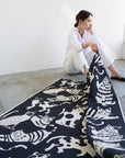 Echino 2025 Nekonoe - Large Print Cats Black | Linen Cotton Canvas