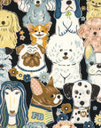 Powerful Animal - Dogs in Black (Large Print) | Oxford Cotton