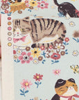 Powerful Animal - Floral Cats in Blue| Oxford Cotton