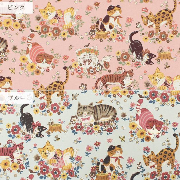 Powerful Animal - Floral Cats in Pink | Oxford Cotton